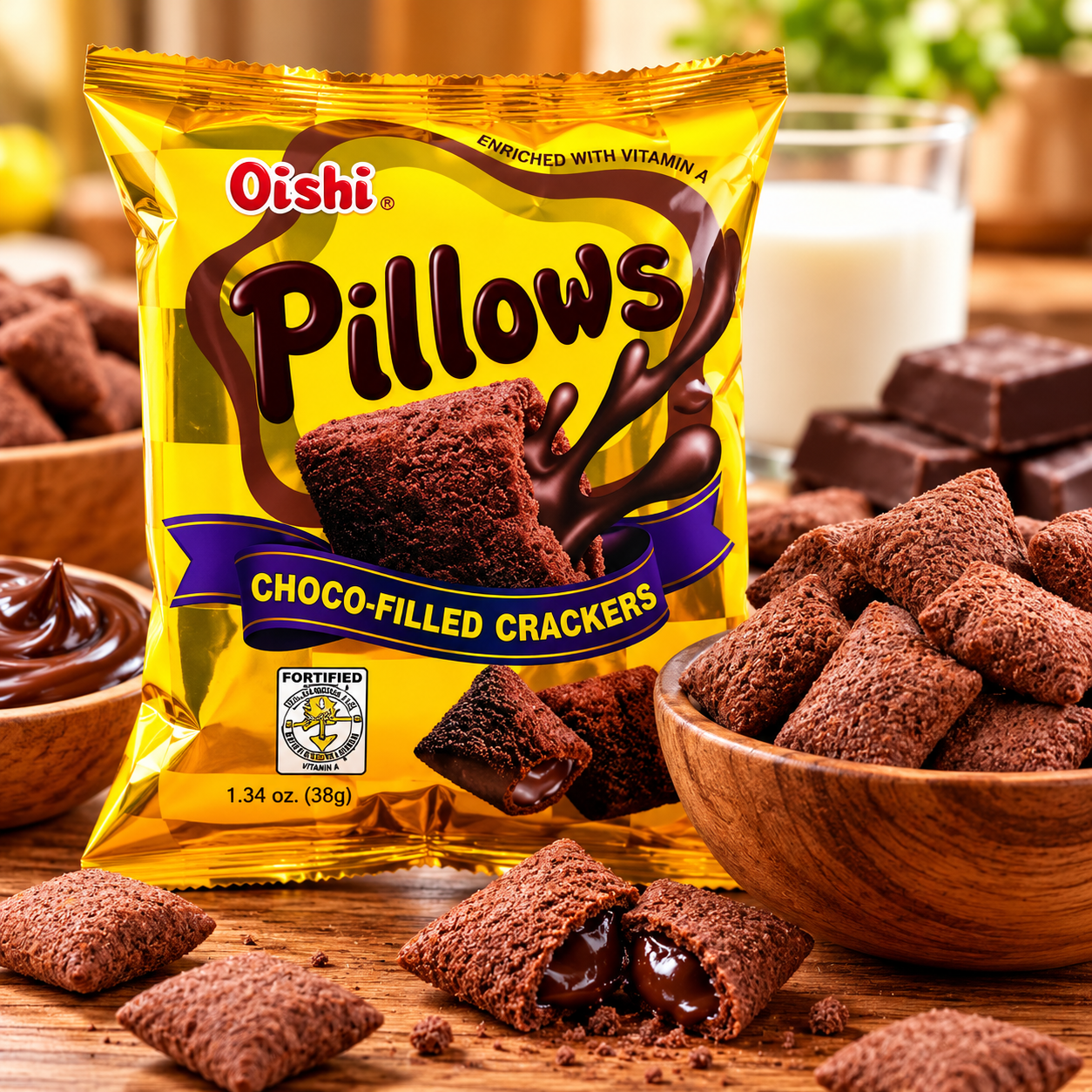 Oishi Pillows - Choco Filled Crackers