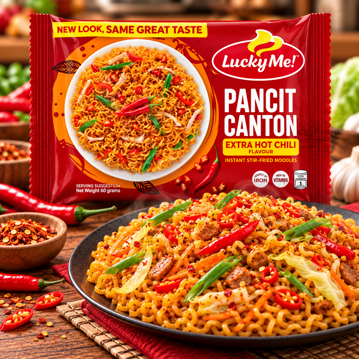 Lucky Me Pancit Canton Extra Hot Chili 80g