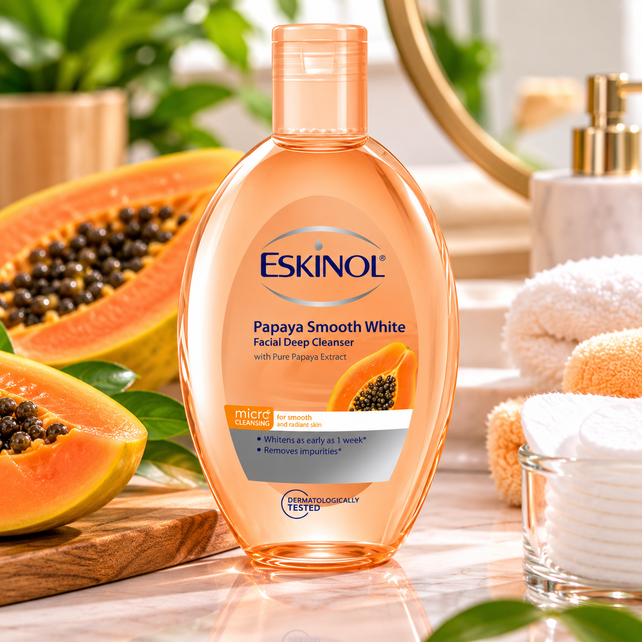 Eskinol Facial Cleanser Papaya Smooth White 225ml