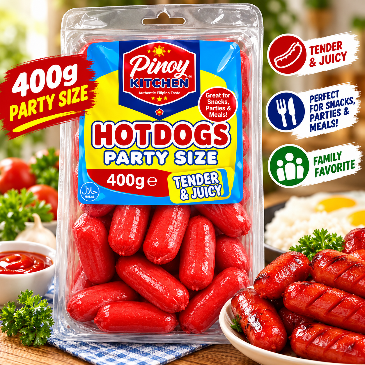 Hotdog Party Size Pinoy Kitchen 400g