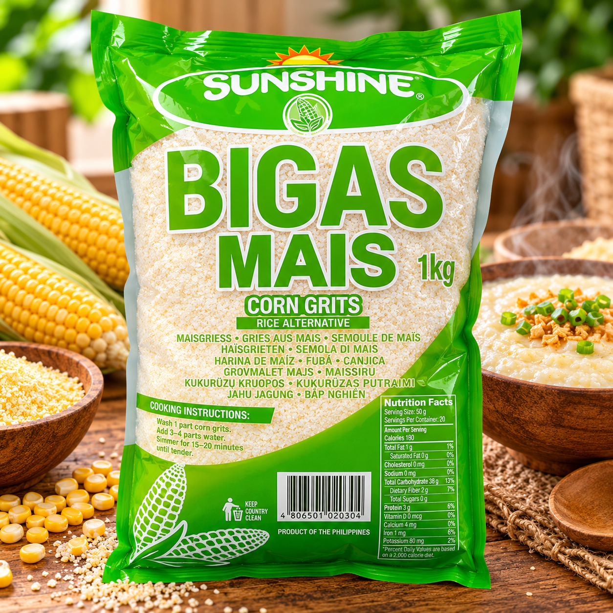 Sunshine Bigas Mais White Corn Grits 1kg