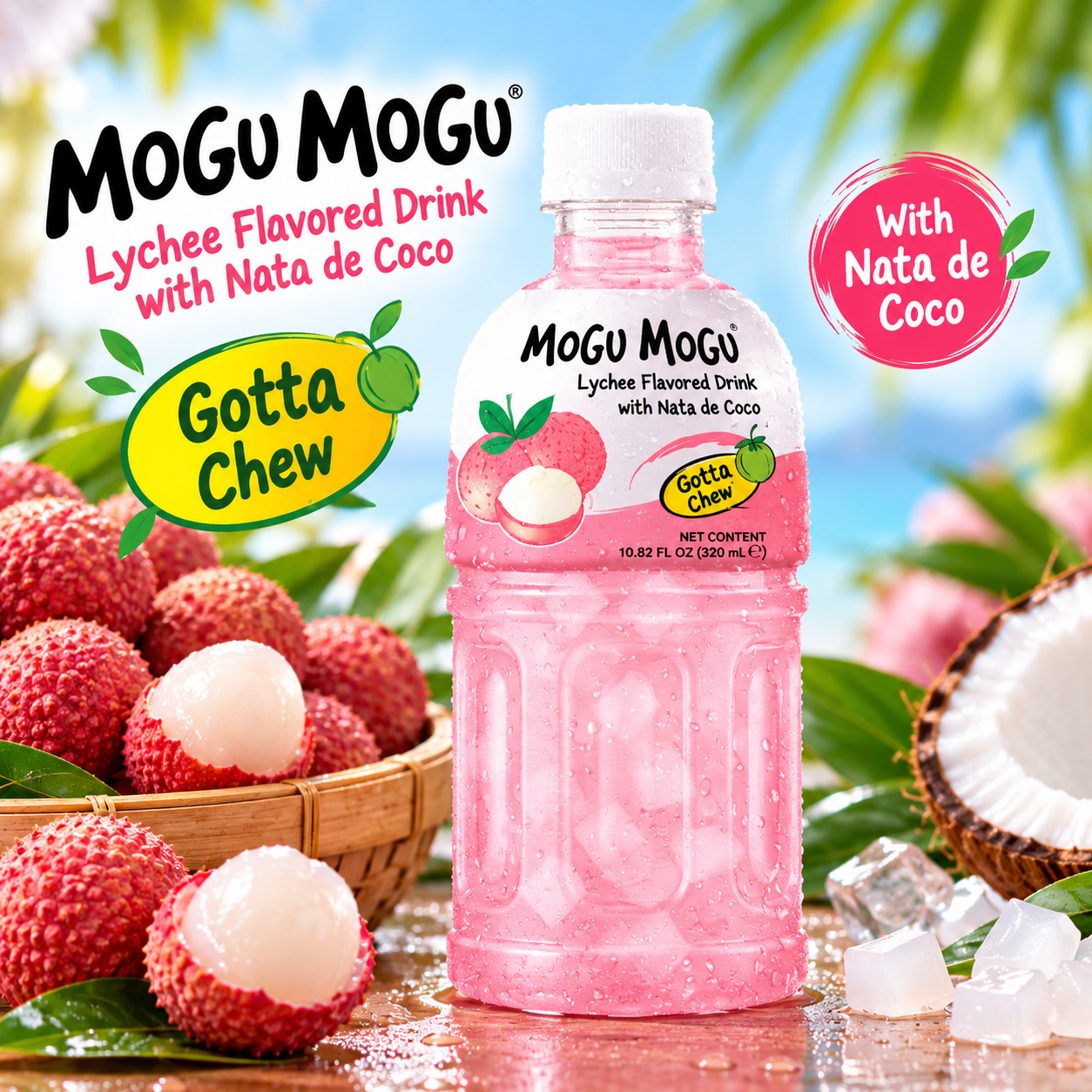 Mogu Mogu Lychee Drink with Nata de Coco 320ml