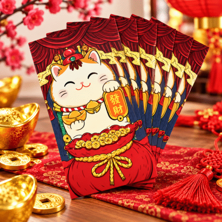 Lucky Cat Red Envelope 5st