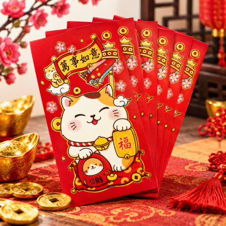 Lucky Cat Red Envelope 5st