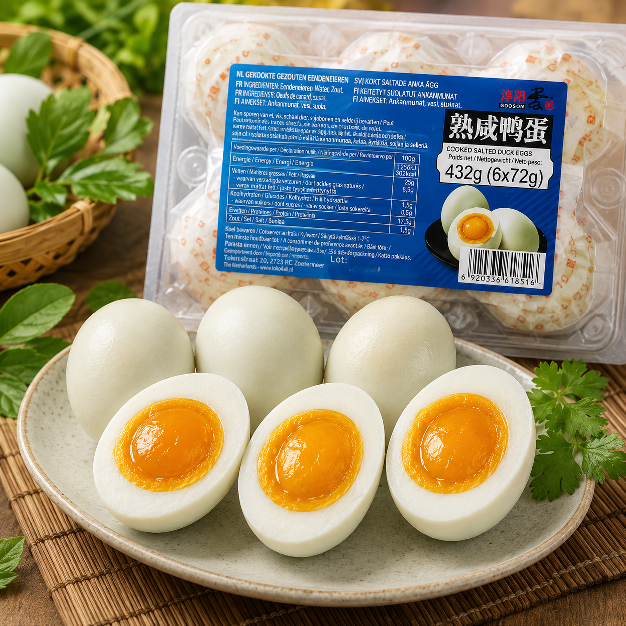 Duck Egg Cooked & Salted Ham Tan 6 x 72g