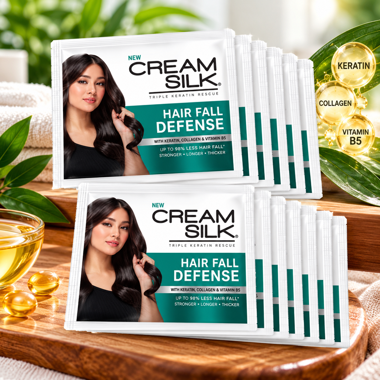 Cream Silk Conditioner – Hair Fall Defense (Green) 12 Sachets